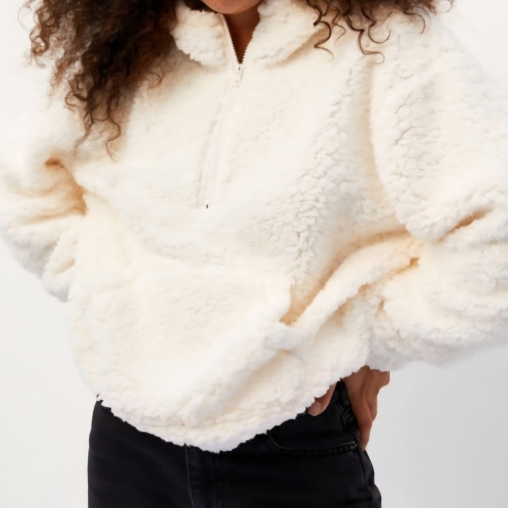 PACSUN SUPER SOFT HALF-ZIP SHERPA HOODIE